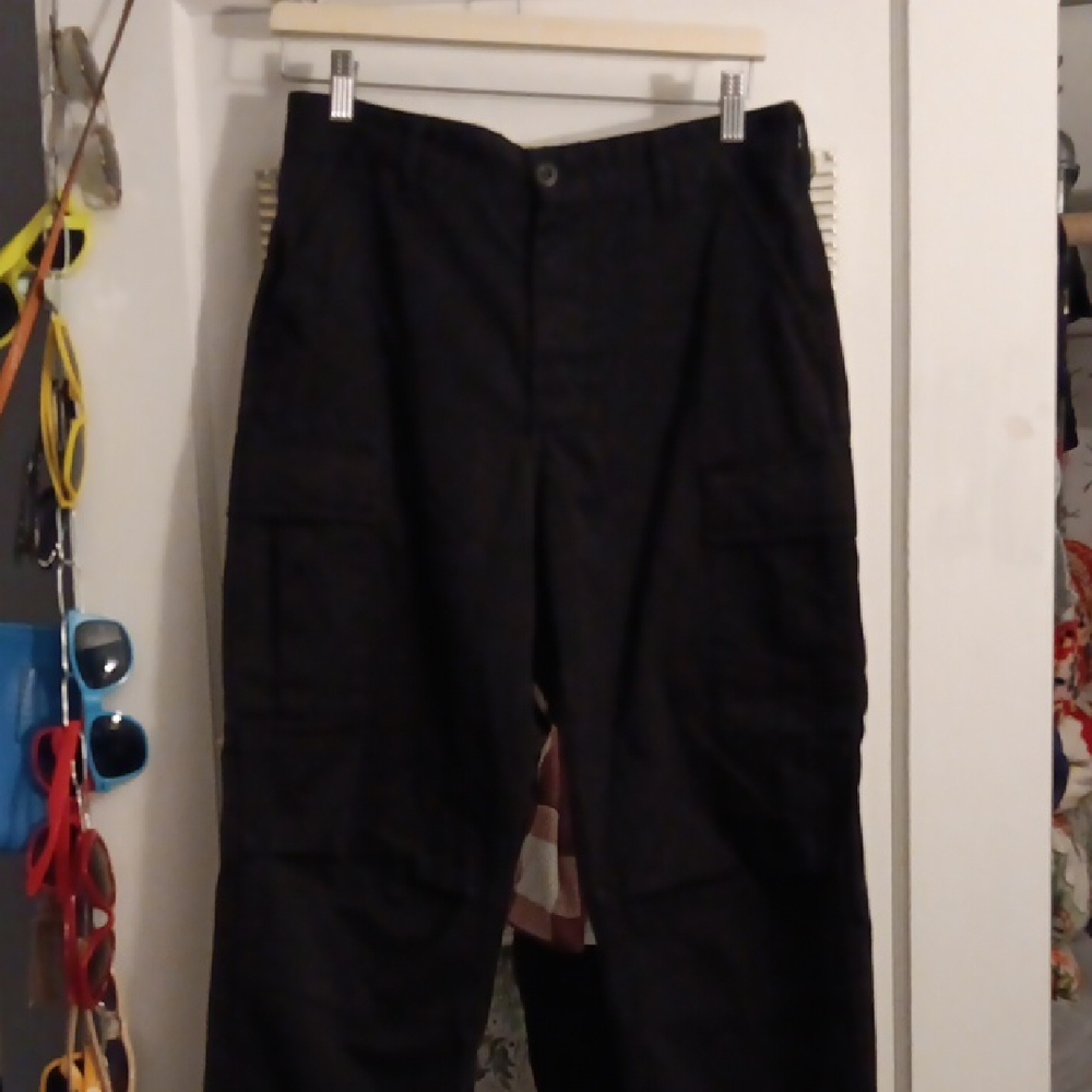 Men's Black Cargo pants with Drawstring Ankle, 28W/30